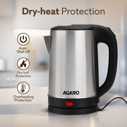 AGARO Sonnet Electric Kettle, 1.5L, 1500W, Stainless Steel Body