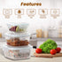 Elite Glass Container With Lid, 3 pcs Set - 320, 520, 800ml