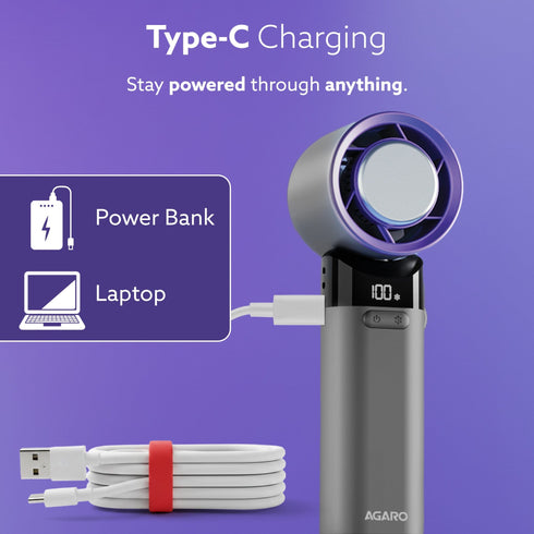 Regency Mini Handheld Fan with Ice Touch Technology, 100 Adjustable Speeds, 4000mAh Rechargeable Battery, USB-C Charging, Foldable Portable Fan with Smart Digital Display, Use for Home