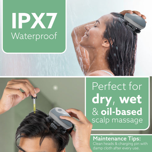 Scalp Massager, Rechargeable Electric Head Kneading Massager, 3 Speed Modes, Handheld Portable Head Scratcher Massager for Hair Growth, Deep Clean & Stress Relax, SM3675,White