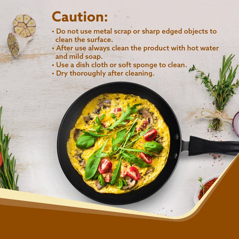 Elite Hard Anodised Tapper Frying Pan, 1.5L Capacity, 24 cm Diameter, Gas Oven Compatible, 3 mm thick plate, Riveted handle, Frying, Cooking, Serving, Black