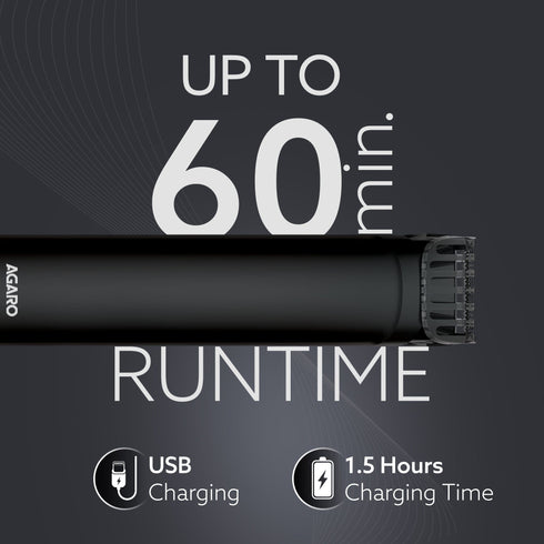 MT 8001 Beard Trimmer for Men, 60min Run Time, USB Charging, Fast Charge, 20 Length Setting, Rechargeable Battery, Black