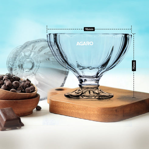 Glass Elegant Ice Cream Bowl 140ml Set of 6, Ice Cream Bowl, Dessert Cup for Sundae, Sweets, Snacks, Fruit, Pudding, Nuts Or Dip, Serving Bowls, Tableware Set, Transparent