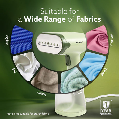 Regency Handheld Garment Steamer, Wrinkle Remover, Iron, Fast Heat, Ceramic Steam Nozzle, 1200W, 250 ML Water Tank, Detachable Fabric Brush