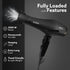 2000W AC Professional Hair Dryer with Comb, Concentrator & Diffuser Nozzles, Hot & Cold Air, 2 Speed & 3 Temperature Settings with Cool Shot, 16A Socket, Hair Dryer & Blower for Men, Black