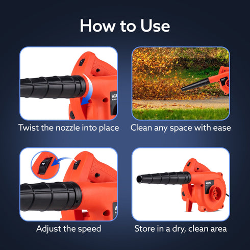 Regency Electric Air Blower, 600W, 13,000 RPM, 2.8 m³/min Airflow, Variable Speed Control, Red