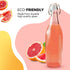 Elegant Flip Top Glass Bottle 1L Transparent, 1000ml, Freezer Safe & Leakproof Flip Cap, Clear & Stylish