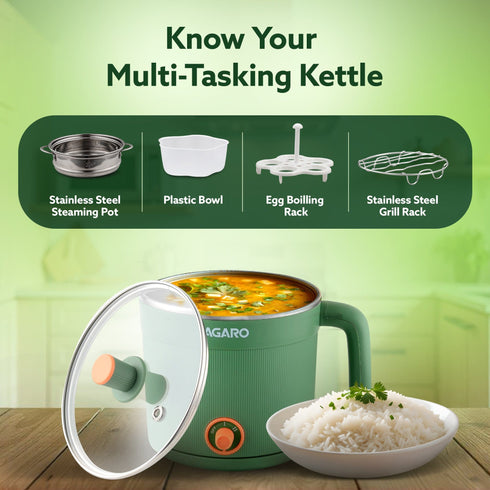 Regency Multi Cook Kettle With Steamer - 1.2 Litres - Sea Green