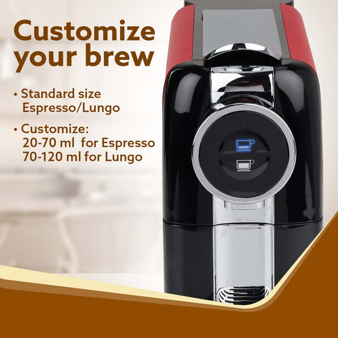 Galaxy Espresso Coffee Maker Single Serve Coffee Maker, Powerful 20 Bar Pressure, 650ml Water Tank, Automatic Temperature Control, Custom Brewing Volume, Anti Drip, Metal Body, Red