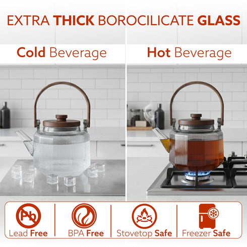 Elite 600ml Borosilicate Glass Kettle | Heat Resistant, Stovetop & Microwave Safe, Durable Clear Glass for Tea, Coffee, Water & Hot Beverages