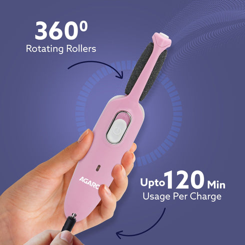CR1717 Electric Callus Remover with 2 Replaceable Heads – Rechargeable Foot Scrubber for Dead Skin & Cracked Heels | Pedicure Machine with 120 Minutes Runtime