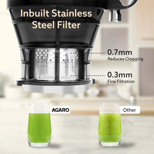 Regal Cold Press Slow Juicer, 250 Watt DC Motor, Easy Assembly & Cleaning, Auto Reverse, Advanced Safety Lock, Fruit & Vegetable Juicer & Nut Milk, Stainless Steel Filter, BPA Free Plastic