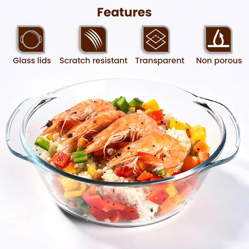 Elite Glass Casserole With Lid - 2000ml