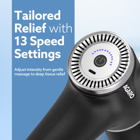 Regency Gun Massager, 4 Heads, 13 Speed, Rechargeable, Handheld, Percussion Muscle Massager for Full Body Pain Relief, Muscle Relaxation of Neck, Shoulder, Back, Foot for Men & Women, Black