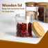 Elite Borosilicate Glass Jar 210 ml With Wooden Rack, Storage Glass Container, Transparent, Kitchen Organiser, Multipurpose Jar, Pack of 3