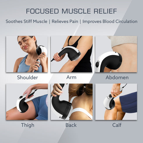 Atom Plus Electric Handheld Full Body Massager, 4 Massage Heads, Mesh Cover, Variable Speed Settings for Pain Relief and Relaxation, Back, Leg & Foot