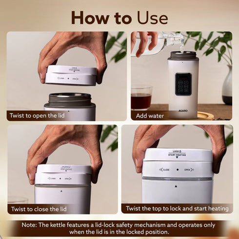 Delite Portable Electric Kettle, 500 Ml, Fast Boiling, Adjustable Temperature, Keep Warm, Porridge, Double Layered Body, Travel Electric Kettle, Hot Water, White