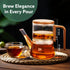 Elite Borosilicate Glass Tea Pot for Loose Tea, Stainless Steel Infuser, 760ml, Anti Scaled Side Handle, Heat Resistant, One-Touch Magnetic Filtration & Water Separation, for Home & Office