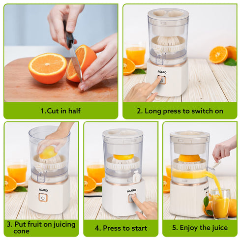 Regal Electric Citrus Juicer, 200ml Capacity, 80 Watts, Automatic Juice Extractor, Orange, Lemon, Grapefruit Juicer & Squeezer Machine, Electric Fruit Squeezer, Portable, white