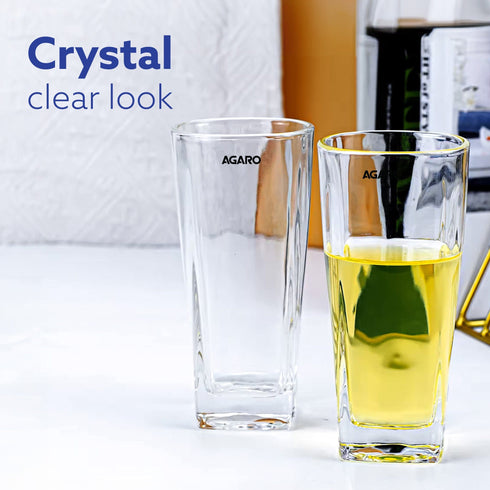 Elegant 260 ml Glasses Set of 6, Transparent Drinking Water Glass Set, Glass Tumbler for Water, Cold Drink, Juice, Dishwasher Safe, for Daily Use & Gifting