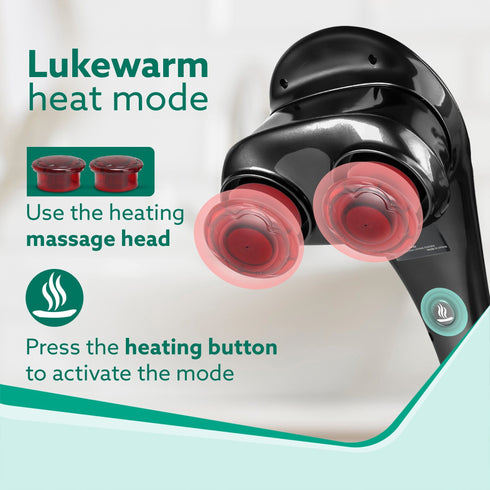 Regent Handheld Double Head Massager, 4 Massage Heads, 4 Modes, For Pain Relief and Relaxation, Neck, Back, Shoulder, Leg, Foot, Full Body Massager, Black