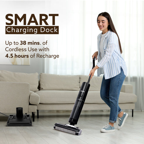 Royal Mop & Vacuum Cleaner, Lightweight Cordless Cleaner for Multi-Surface Hard Floor, Brushless Motor, Smart Display, Self-Propelled Brush Rolling Brush, Self-Cleaning & Sterilization, Great for Sticky Messes