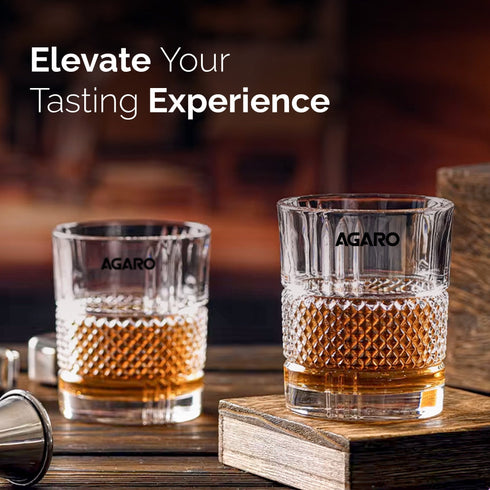 Elegant Whiskey Glass, Set of 6, 325ML, Crisscross Design, Crystal Clear, Perfect for Scotch, Whisky, Bourbon, Liquor, Wine, Cocktail Drinks , Stylish Design