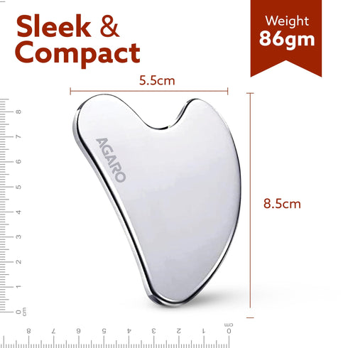 Premium Stainless Steel Gua Sha Tool – Facial Massager for Face, Neck & Eyes, Tightens Skin, Reduces Wrinkles & Relaxes Muscles, improve circulation, reduce puffiness, enhance skin elasticity