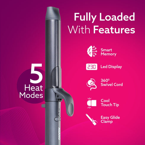 Prima Rotating Hair Curler, 32 mm Ceramic coated barrel, Automatic Curling, Fast Heating, Ceramic Coated Titanium Barrel for Long/Medium Hair, Professional Self Curling Hair Styler, For Women, Black