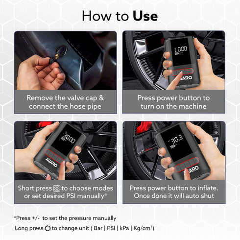 Galaxy Cordless Tyre Inflator, Portable Air Compressor, Flash Light, Power bank , Multipurpose Use, Rechargeable, Up to 150 PSI Air Pump for Car, Bike, Foot Balls, Inflatables, Black & Red