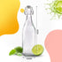 Elegant Flip Top Glass Bottle 1L Transparent, 1000ml, Freezer Safe & Leakproof Flip Cap, Clear & Stylish