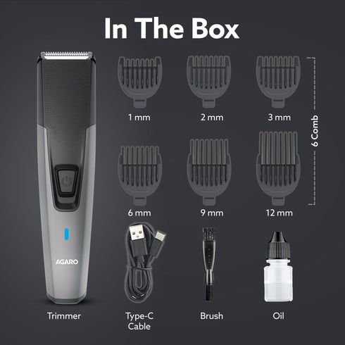 Beard Trimmer MT5005, 90 mins run time with Type C, 6 comb attachments, Self sharpening blades | Trimmer for Men