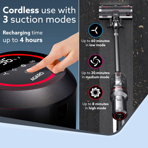 Imperial Cordless Stick Vacuum Cleaner for Home, 2-in-1 Handheld & Stick, 500W Grey & Red