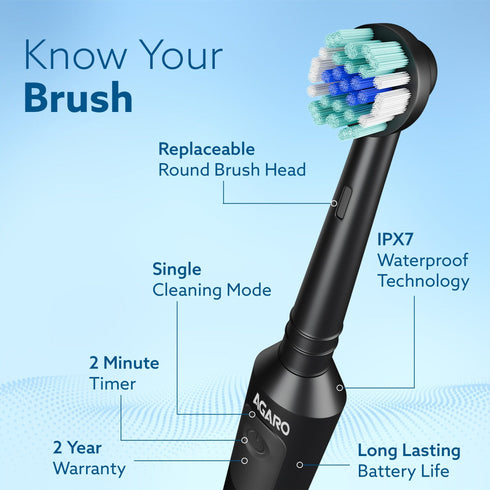Cosmic Oscillating Electric Tooth Brush for Adults, Nylon Soft Bristles, Replaceable Brush Head, Rechargeable, Power Oscillating Toothbrush, Black