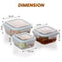 Elite Glass Container With Lid, 3 pcs Set - 320, 520, 800ml