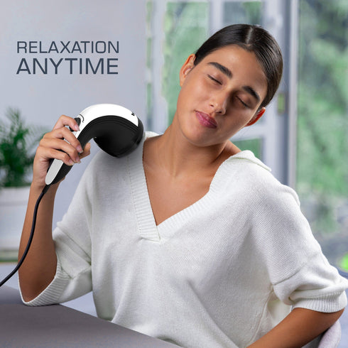 Atom Plus Electric Handheld Full Body Massager, 4 Massage Heads, Mesh Cover, Variable Speed Settings for Pain Relief and Relaxation, Back, Leg & Foot