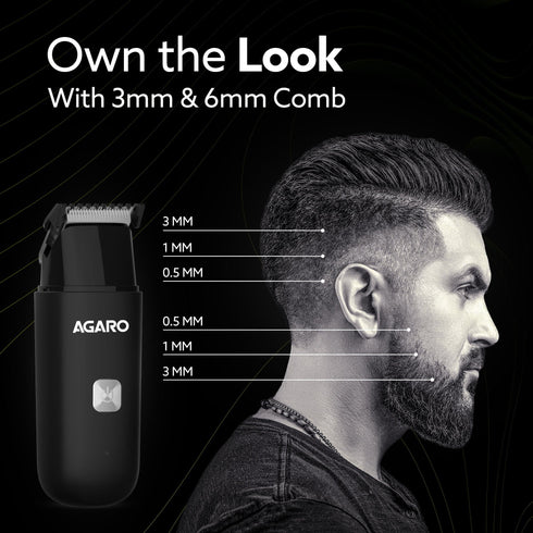 Beard Trimmer MT7007, 60 mins run time with Type C, 2pcs limit comb - 1mm & 3mm, Protective Cap, Washable Trimmer Head | Trimmer for Men