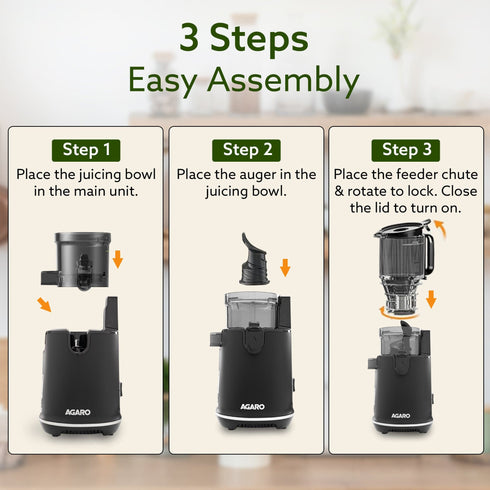 Regency Slow Juicer, 250 Watt AC Motor, Cold Pressed - Fruit, Vegetable Juicer & Nut Milks, Easy Assembly & Cleaning, Intelligent Safety Features & Auto Reverse, Stainless Steel Filter, BPA-Free