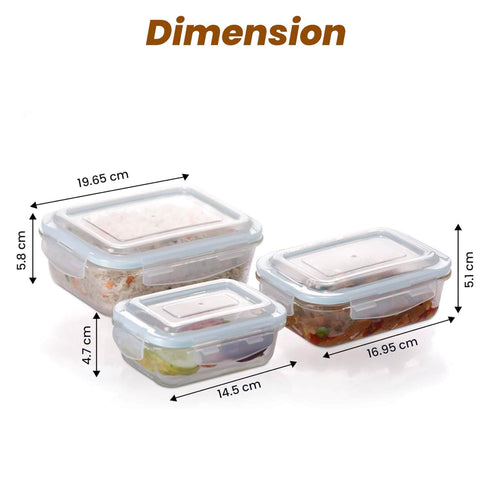 Elite Glass Container, 3 pcs Set - 370, 640,1040 ml