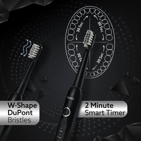COSMIC ADVANCE Sonic Electric Tooth Brush For Adults With 5 Modes, 2 Brush Heads & Rechargeable With 4 Hours Charge Lasting Up To 25 Days, Power Toothbrush, (Black)