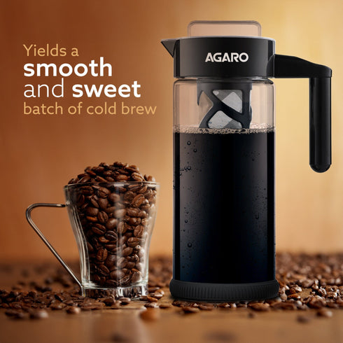 Regal Iced Brew Coffee Maker & Iced Tea Brewer – 1.3 L Borosilicate Glass Pitcher, Food Graded BPA Free Silicon with Reusable Mesh Filter – Dishwasher Safe – Ideal for Home & Travel