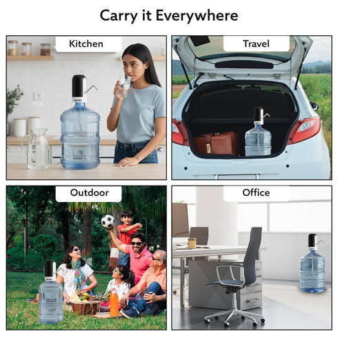 Delite Electric Water Dispenser Pump for 20 Litre Water Bottle | USB Charging, Portable Automatic Drinking Water Pump for Home, Office, Travel & Kitchen, Camping, Party