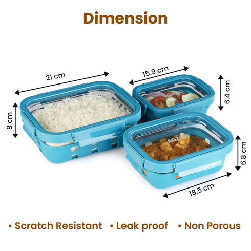 Imperial Glass Containers - 370, 640, 1050 ml - Cyan