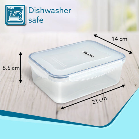 Airtight Container, Food Storage Container With Lid, Multipurpose, Rectangular Plastic Body, Leak Proof, BPA Free, 1.5L Each, Pack of 3