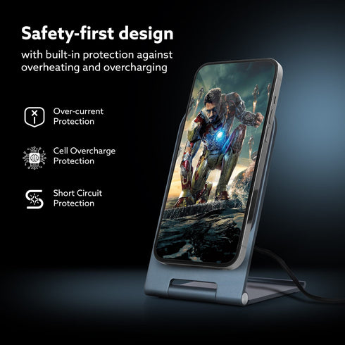 Elegant Wireless Charger, 15W, Qi-Certified, Charging Stand for iPhone 15/15 Plus/15 Pro/15 Pro Max, 14/14 Plus/14 Pro/14 Pro Max & 13/12/11 Series