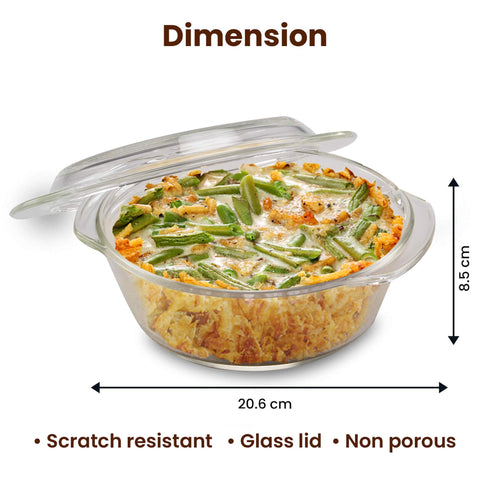 Elite Glass Casserole With Lid - 1500ml