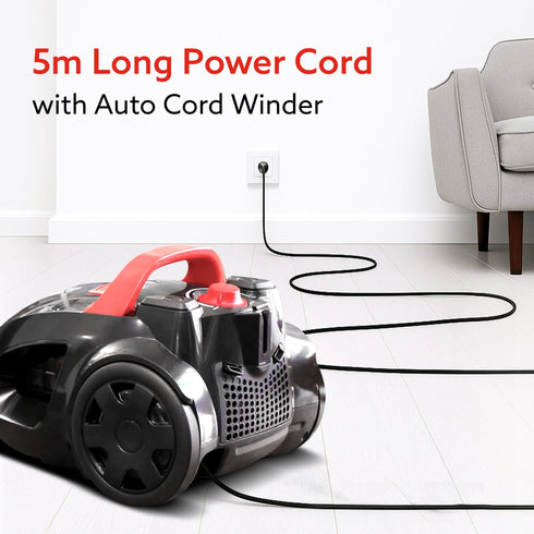 ICON Bagless Vacuum Cleaner , 1600Watts, For Home Use, Cyclonic Suction System, 24 kPa S uction power, Adjustable Suction Controller, Dry Vacuuming, 1.5L Bagless Dust Collector, Black and Red