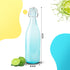 Elegant Flip Top Glass Bottle 1L Blue, 1000ml, Freezer Safe & Leakproof Flip Cap, Blue Colour & Stylish