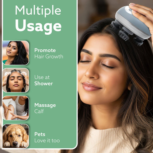 Scalp Massager, Rechargeable Electric Head Kneading Massager, 3 Speed Modes, Handheld Portable Head Scratcher Massager for Hair Growth, Deep Clean & Stress Relax, SM3675,White