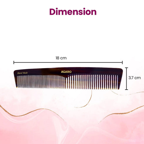 AGARO Hand Made Cellulose Acetate Comb HMC76, All Fine Tooth Dressing Comb, Smooth Rounded Teeth, Hair Styling, Hair Brushing, Hair Dressing, Brown